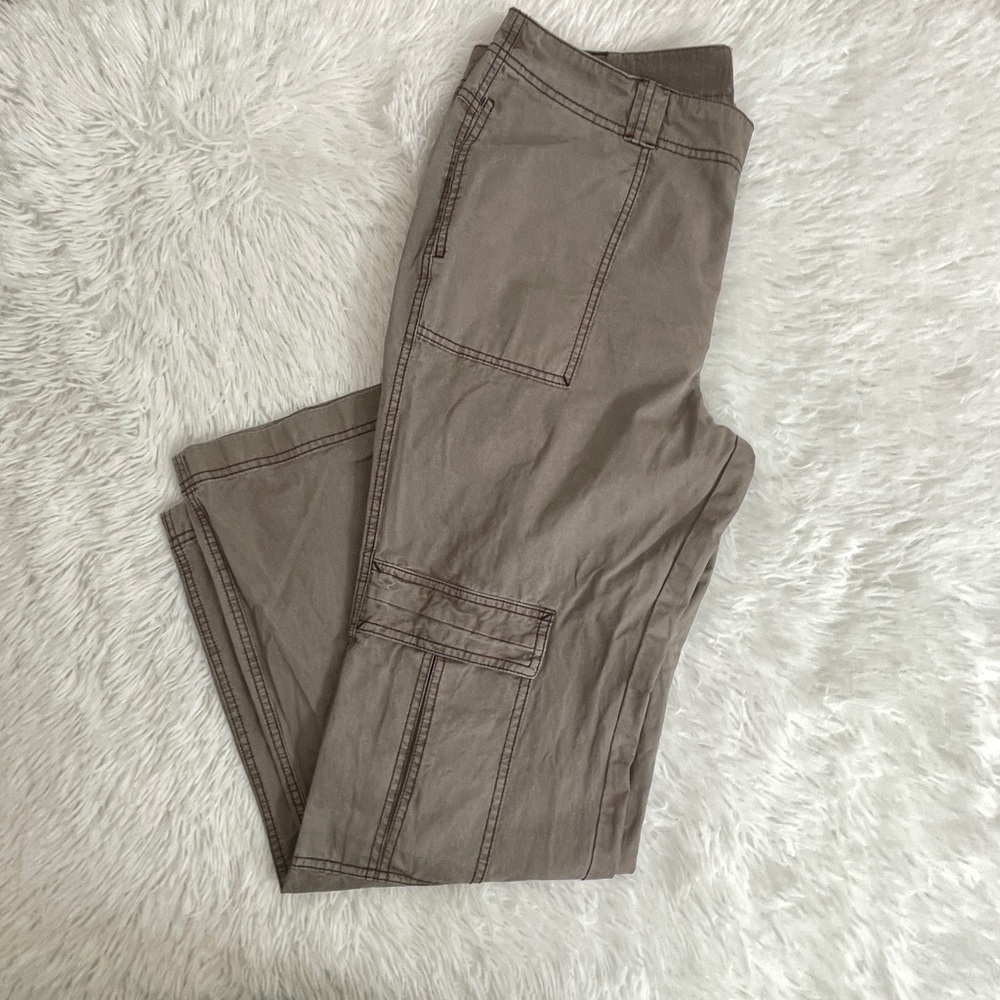 Free People The Thing Is Low-Rise Utility Pants Size 12 Wild Truffle Gray/Green - Picture 6 of 11